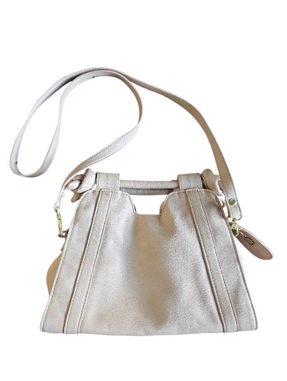 Anthropologie Women's Cream Faux Leather Shoulder Bag